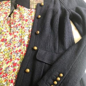 Free People Wool Sergeant/Military Jacket in Navy
